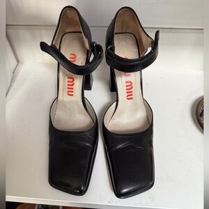 Miu Miu Black Angled Square-Toe Mj Heels vintage 90s 00s